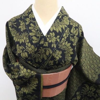 【新古品】tomihisa 新品 薔薇 レース柄 着物 正絹 仕付け糸付 小紋 7813