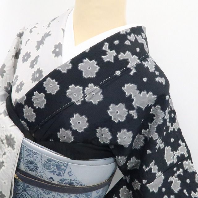 【新古品】tomihisa 新品 滝泰謹製 落款 絞り モノトーン 着物 正絹 仕付け糸付 訪問着 7814