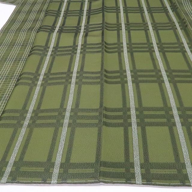 【新古品】tomihisa 新品 斉藤上太郎 落款 チェック柄 着物 正絹 仕付け糸付 お召 7816