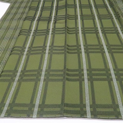 【新古品】tomihisa 新品 斉藤上太郎 落款 チェック柄 着物 正絹 仕付け糸付 お召 7816