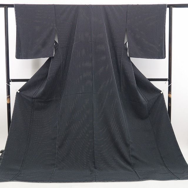 【新古品】tomihisa 新品 さが美謹製 モノトーン 着物 正絹 仕付け糸付 小紋 7822