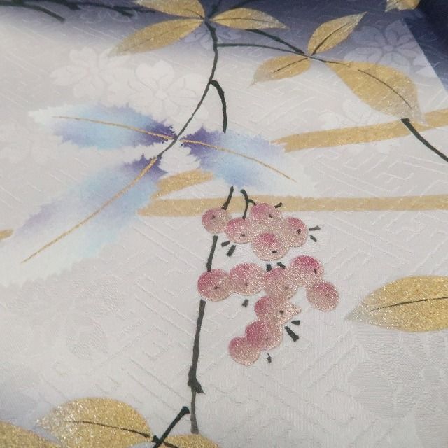 【新古品】tomihisa 新品 南天 桜地紋 着物 正絹 仕付け糸付 訪問着 7823