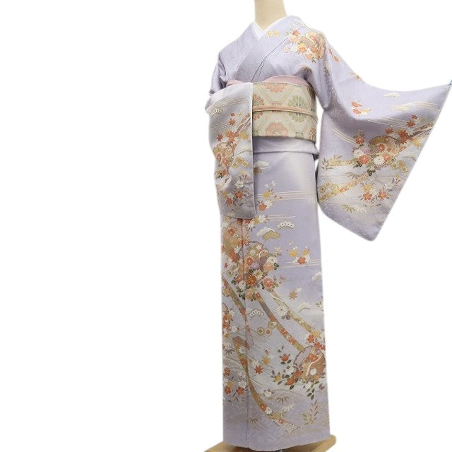 【新古品】tomihisa 新品 京友禅 金駒刺繍 着物 正絹 仕付け糸付 ワイドサイズ 訪問着 7824