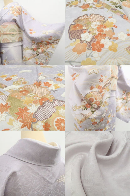 【新古品】tomihisa 新品 京友禅 金駒刺繍 着物 正絹 仕付け糸付 ワイドサイズ 訪問着 7824