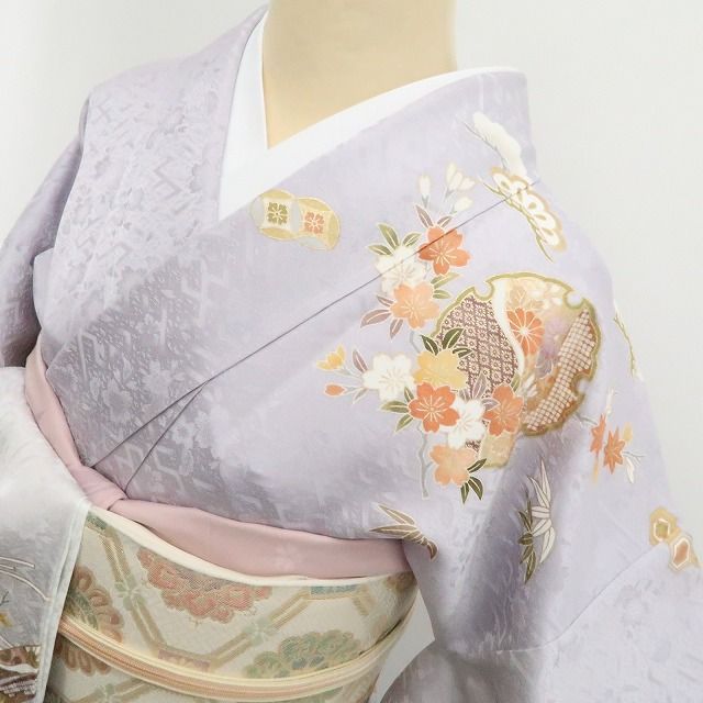 【新古品】tomihisa 新品 京友禅 金駒刺繍 着物 正絹 仕付け糸付 ワイドサイズ 訪問着 7824