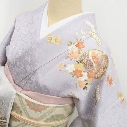 【新古品】tomihisa 新品 京友禅 金駒刺繍 着物 正絹 仕付け糸付 ワイドサイズ 訪問着 7824