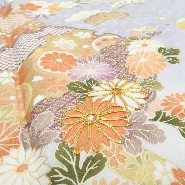 【新古品】tomihisa 新品 京友禅 金駒刺繍 着物 正絹 仕付け糸付 ワイドサイズ 訪問着 7824