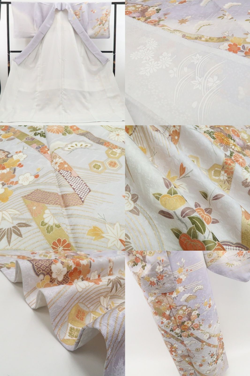 【新古品】tomihisa 新品 京友禅 金駒刺繍 着物 正絹 仕付け糸付 ワイドサイズ 訪問着 7824