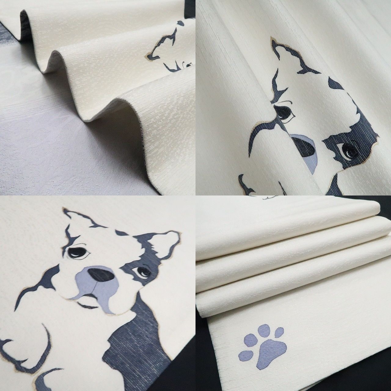 【新古品】tomihisa 新品 BANKAN フレンチブルドッグ 犬 モノトーン 着物 正絹 袋帯 7827