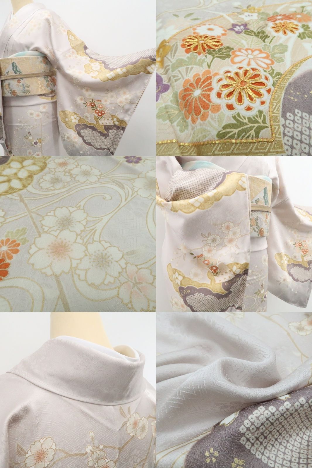 【新古品】tomihisa 新品 金駒刺繍 桜 着物 正絹 仕付け糸付 訪問着 7835