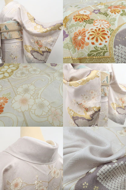 【新古品】tomihisa 新品 金駒刺繍 桜 着物 正絹 仕付け糸付 訪問着 7835
