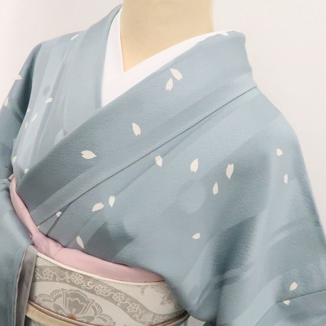 【新古品】tomihisa 新品 林淳一 落款 桜 着物 正絹 仕付け糸付 トールサイズ 訪問着 7836