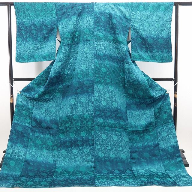 【新古品】tomihisa 新品 天目染 牡丹唐草 暈し 着物 正絹 仕付け糸付 トールサイズ 小紋 7842