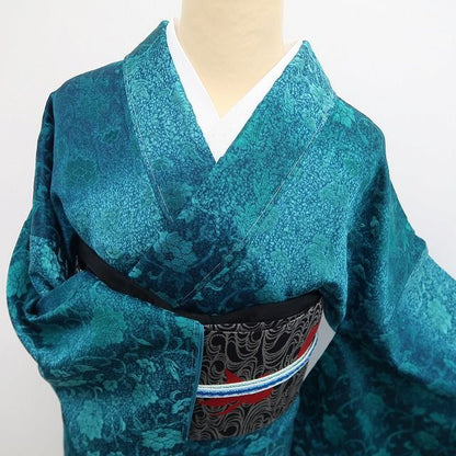 【新古品】tomihisa 新品 天目染 牡丹唐草 暈し 着物 正絹 仕付け糸付 トールサイズ 小紋 7842