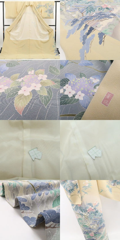 【新古品】tomihisa 新品 十日町友禅 岡村蒼風 落款 着物 正絹 仕付け糸付 訪問着 7845