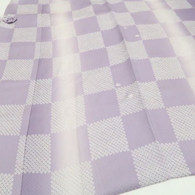 【新古品】tomihisa 新品 刺繍 桜 市松 着物 正絹 仕付け糸付 ロング丈 道中着 7865