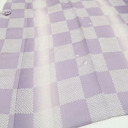 【新古品】tomihisa 新品 刺繍 桜 市松 着物 正絹 仕付け糸付 ロング丈 道中着 7865