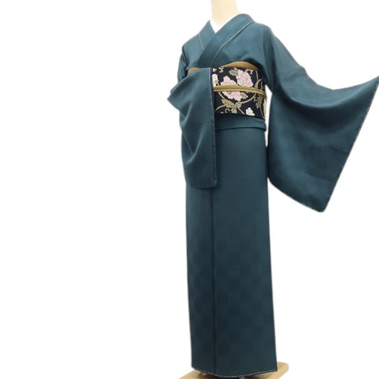 【中古】tomihisa 美品 一乃倉 落款 着物 正絹 仕付け糸付 小紋 色無地 7873