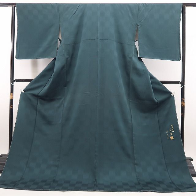 【中古】tomihisa 美品 一乃倉 落款 着物 正絹 仕付け糸付 小紋 色無地 7873