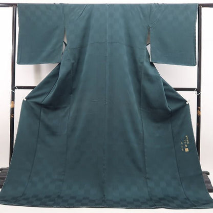 【中古】tomihisa 美品 一乃倉 落款 着物 正絹 仕付け糸付 小紋 色無地 7873