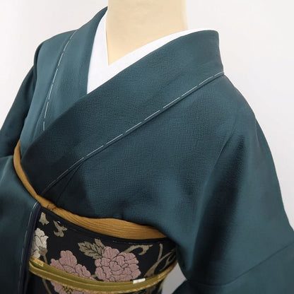 【中古】tomihisa 美品 一乃倉 落款 着物 正絹 仕付け糸付 小紋 色無地 7873