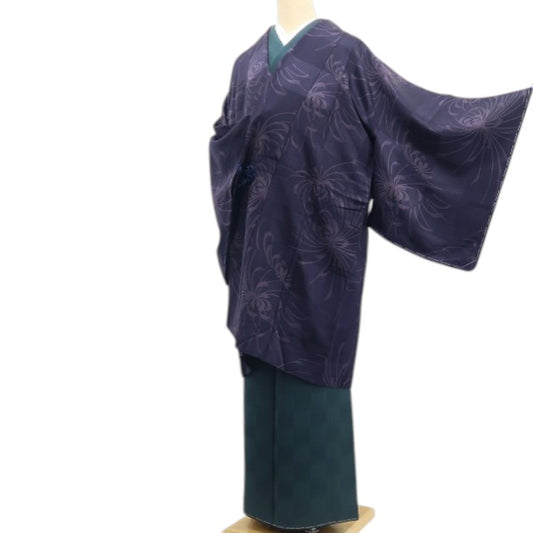【新古品】tomihisa 新品 伊と幸 乱菊 着物 正絹 仕付け糸付 ロング丈 道中着 7877