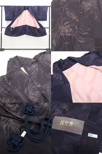 【新古品】tomihisa 新品 伊と幸 乱菊 着物 正絹 仕付け糸付 ロング丈 道中着 7877