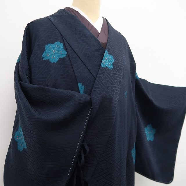 【新古品】tomihisa 新品 桜 着物 正絹 仕付け糸付 ロング丈 道中着 7878