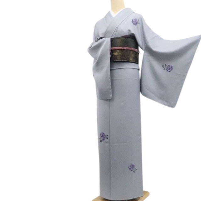 【新古品】tomihisa 新品 薔薇 着物 正絹 仕付け糸付 付下げ 7883