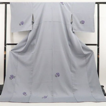 【新古品】tomihisa 新品 薔薇 着物 正絹 仕付け糸付 付下げ 7883