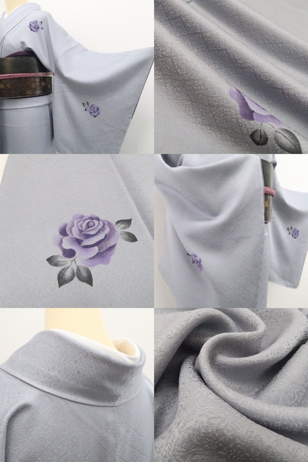 【新古品】tomihisa 新品 薔薇 着物 正絹 仕付け糸付 付下げ 7883
