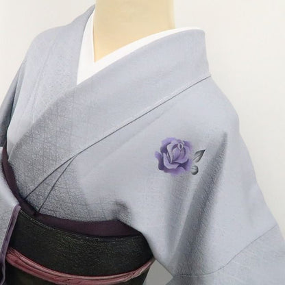 【新古品】tomihisa 新品 薔薇 着物 正絹 仕付け糸付 付下げ 7883