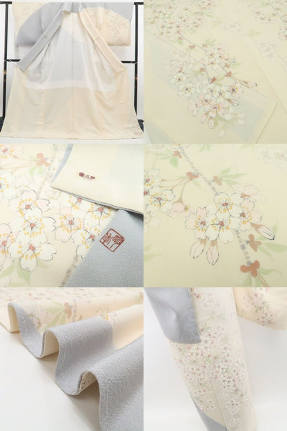 【新古品】tomihisa 新品 三越謹製 桜 着物 落款 仕付け糸付 正絹 作家物 訪問着 7886