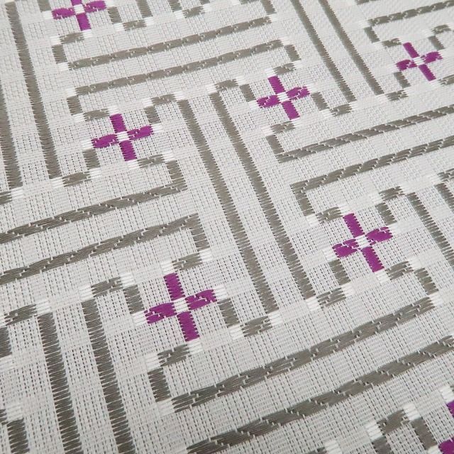 【中古】tomihisa 美品 幾何学柄 着物 正絹 袋帯 7888