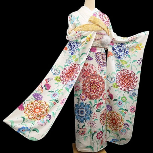 【新品】tomihisa 新品 お仕立て上がり品 華文 着物 成人式 仕付け糸付 トールサイズ 振袖 7894