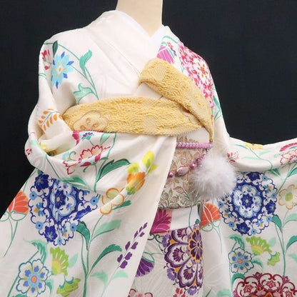 【新品】tomihisa 新品 お仕立て上がり品 華文 着物 成人式 仕付け糸付 トールサイズ 振袖 7894