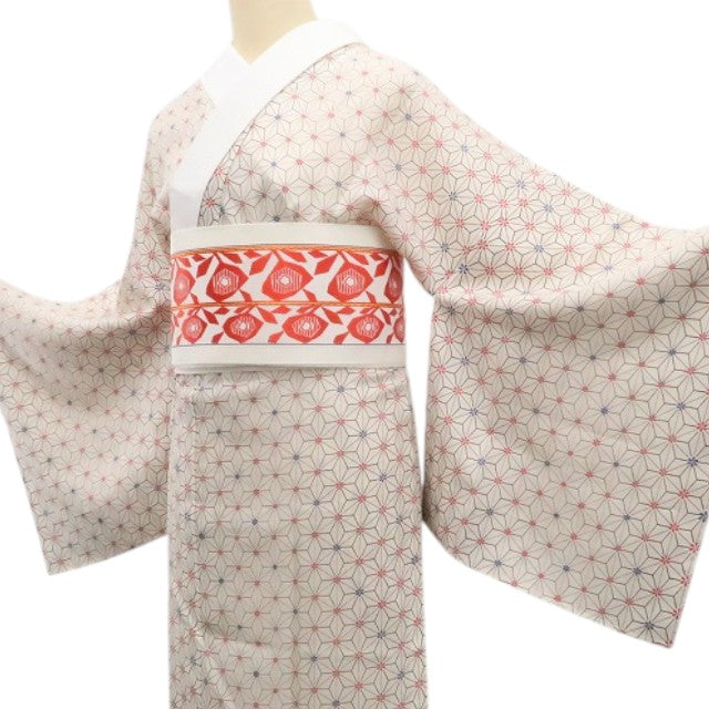 【新古品】tomihisa 新品 麻の葉 着物 正絹 仕付け糸付 長襦袢 7900