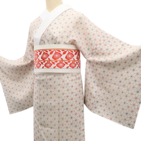 【新古品】tomihisa 新品 麻の葉 着物 正絹 仕付け糸付 長襦袢 7900