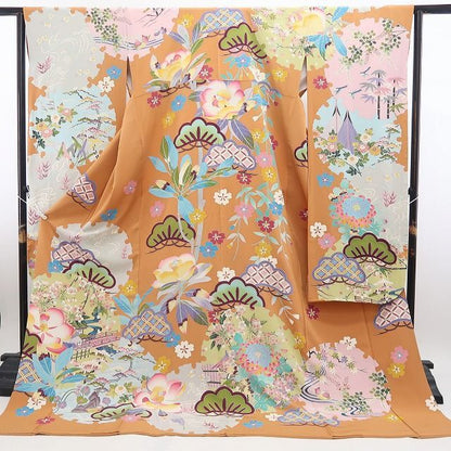 【中古】tomihisa 美品 本加賀友禅 宮野勇造 落款 着物 正絹 トールサイズ 成人式 振袖 7910