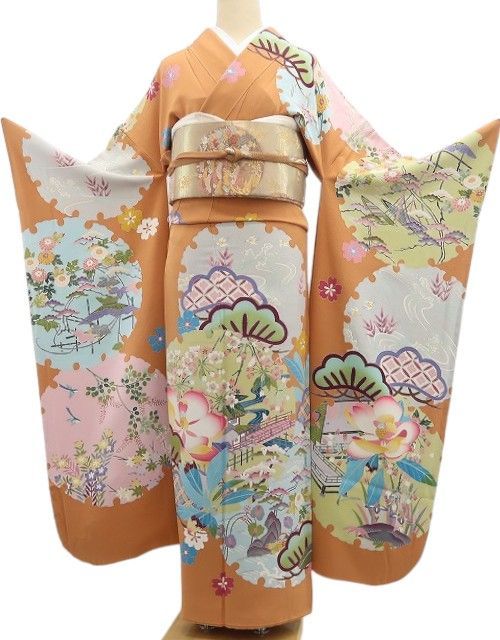 【中古】tomihisa 美品 本加賀友禅 宮野勇造 落款 着物 正絹 トールサイズ 成人式 振袖 7910