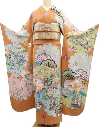 【中古】tomihisa 美品 本加賀友禅 宮野勇造 落款 着物 正絹 トールサイズ 成人式 振袖 7910