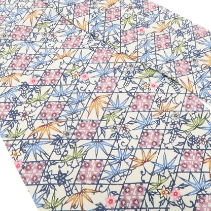 【中古】tomihisa 美品 人間国宝 玉那覇有公 琉球紅型 着物 正絹 なごや帯 7914
