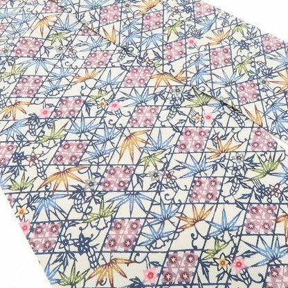 【中古】tomihisa 美品 人間国宝 玉那覇有公 琉球紅型 着物 正絹 なごや帯 7914