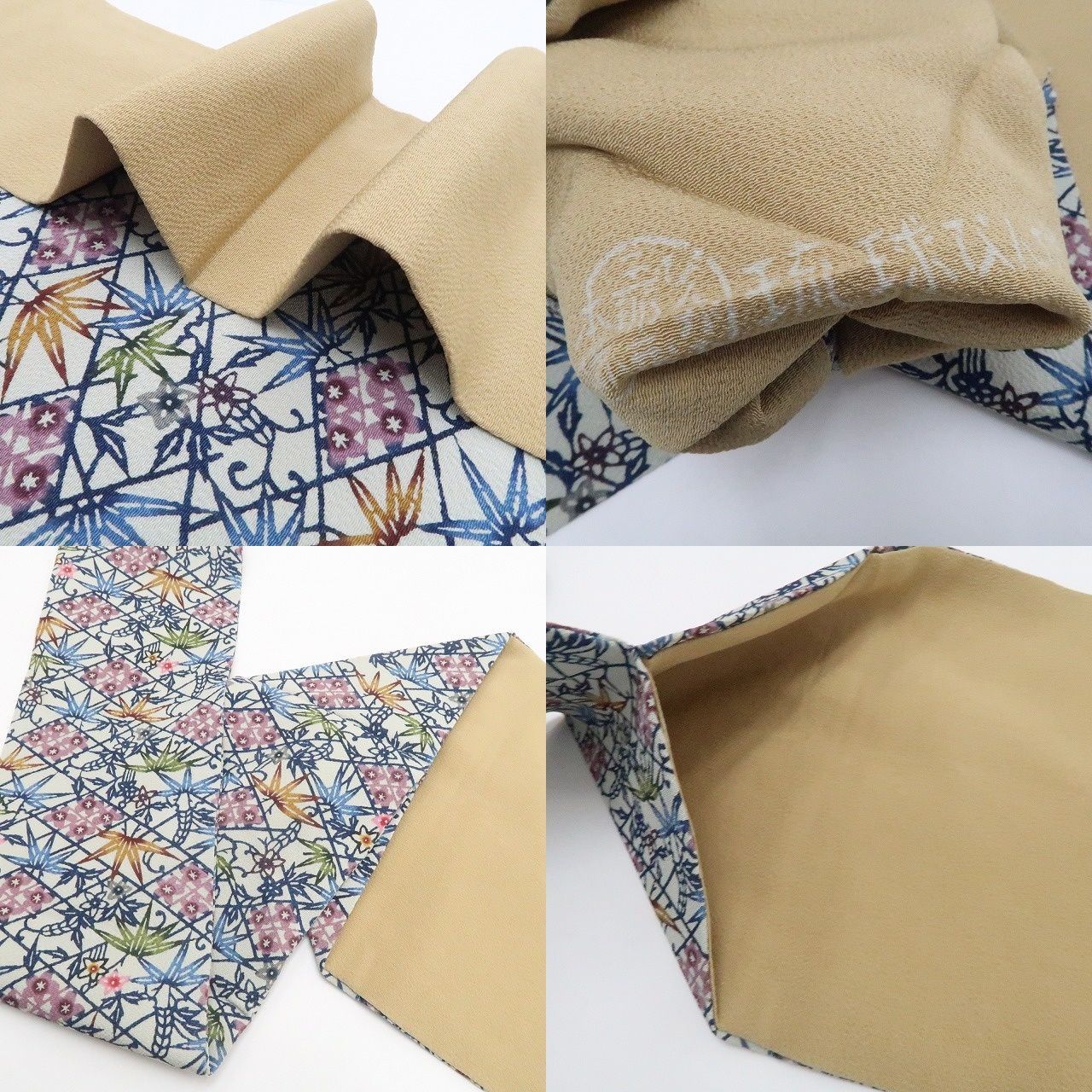 【中古】tomihisa 美品 人間国宝 玉那覇有公 琉球紅型 着物 正絹 なごや帯 7914