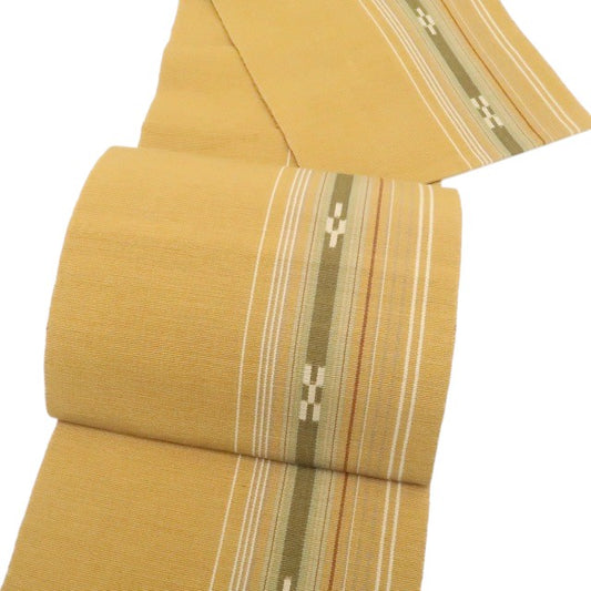 【中古】tomihisa 美品 ミンサー みんさー 着物 綿 八寸なごや帯 7915