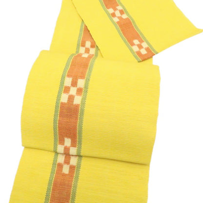 【中古】tomihisa 美品 ミンサー みんさー 着物 綿 八寸なごや帯 7917