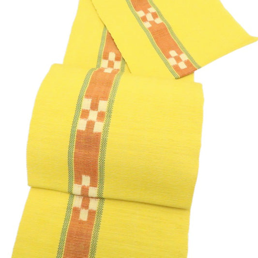 【中古】tomihisa 美品 ミンサー みんさー 着物 綿 八寸なごや帯 7917