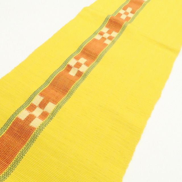 【中古】tomihisa 美品 ミンサー みんさー 着物 綿 八寸なごや帯 7917