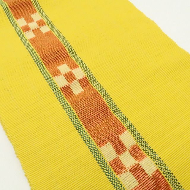 【中古】tomihisa 美品 ミンサー みんさー 着物 綿 八寸なごや帯 7917