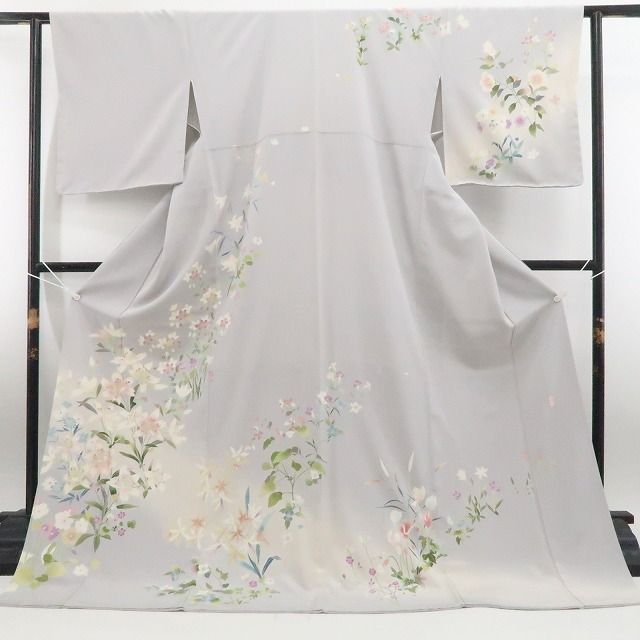 【新古品】tomihisa 新品 手描き友禅 百合 着物 正絹 仕付け糸付 訪問着 7921